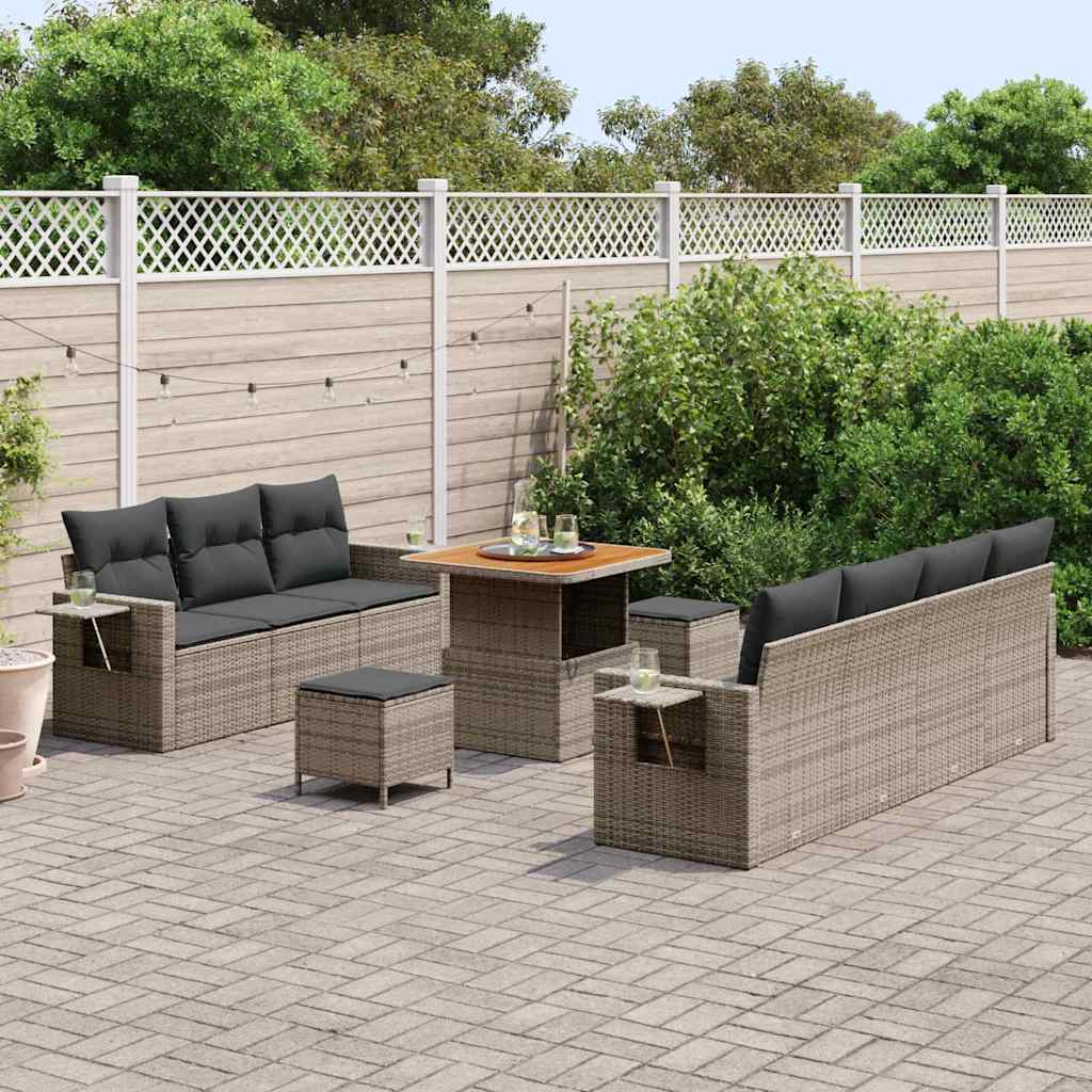 vidaXL Tuin Sofa Set 10 pcs Grijs poly rattan