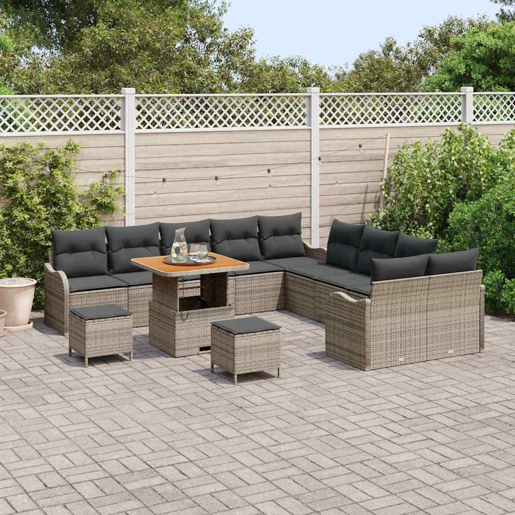 vidaXL Tuin Sofa Set 13 pcs Grijs poly rattan