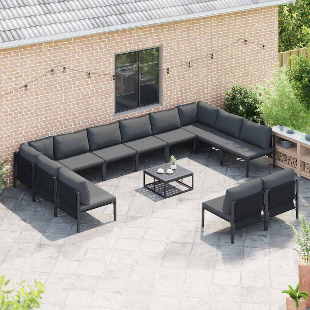 vidaXL Tuin Sofa Set 12 pcs Antraciet Staal
