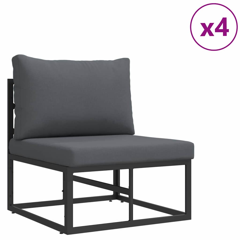 vidaXL Tuin Sofa Set met kussen 11 pcs Zwart Aluminium