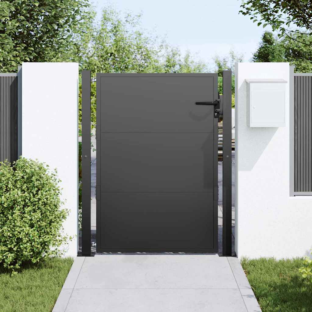 vidaXL Tuinpoort, Tuindeur 105x200 cm Cortenstaal Zwart 100 x 150 cm