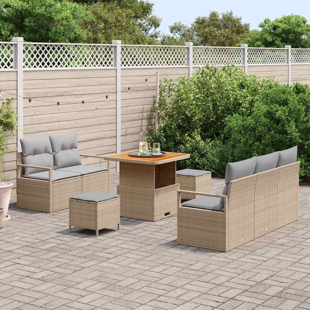 vidaXL Tuin Sofa Set 8 pcs Beige, Lichtgrijs 80 x 80 x 71 cm