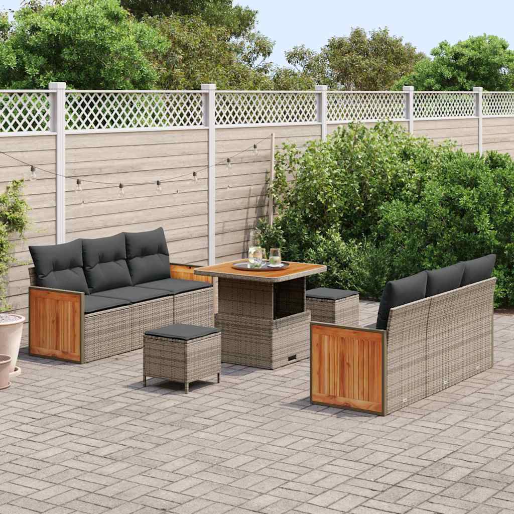 vidaXL Tuin Sofa Set met kussen 9 pcs Grijs 80 x 80 x 71 cm