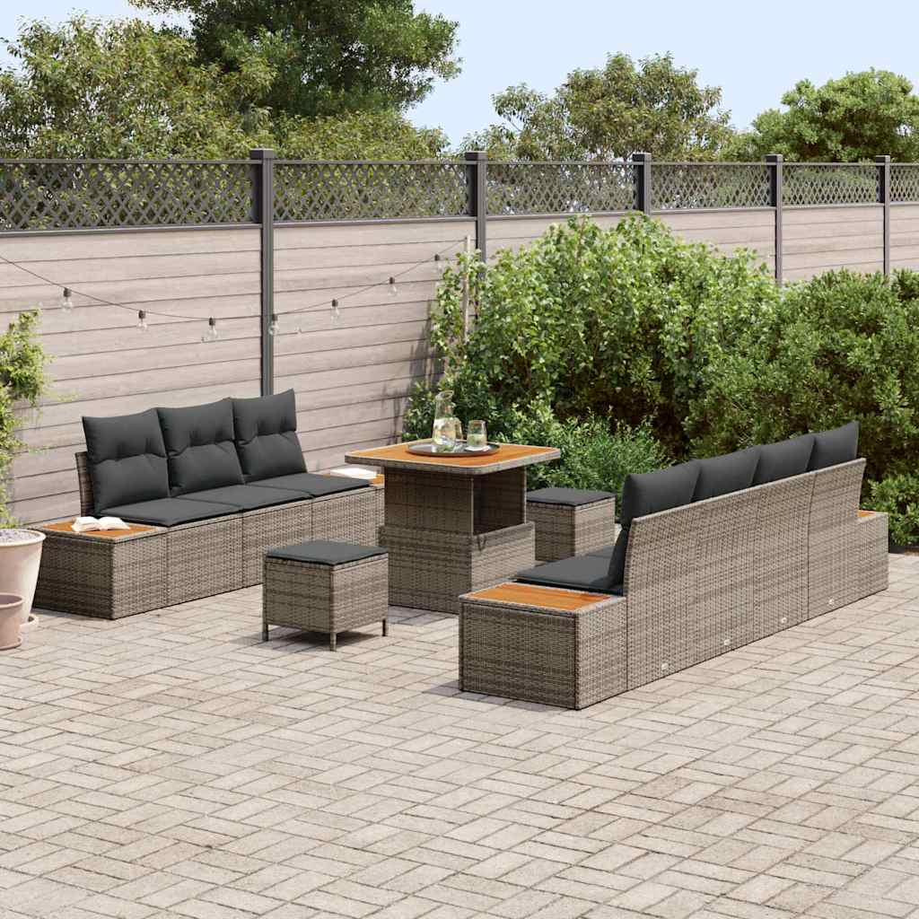 vidaXL Tuin Sofa Set 10 pcs Lichtgrijs, Donkergrijs 80 x 80 x 71 cm
