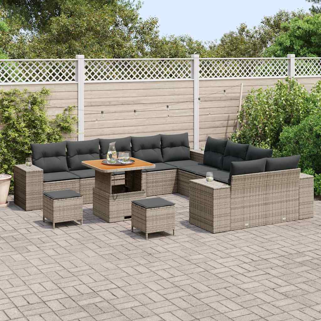 vidaXL Tuin Sofa Set met kussen 13 pcs Grijs 80 x 80 x 71 cm