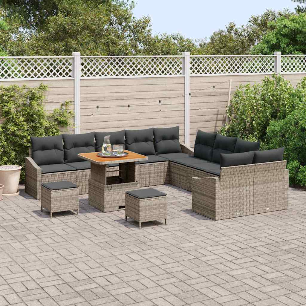 vidaXL Tuin Sofa Set 13 pcs Lichtgrijs, Donkergrijs 100 x 100 x 71 cm