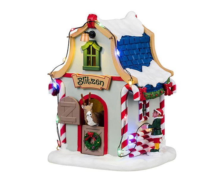 Blitzen's Den 12x14x19 cm Kersthuisje - 