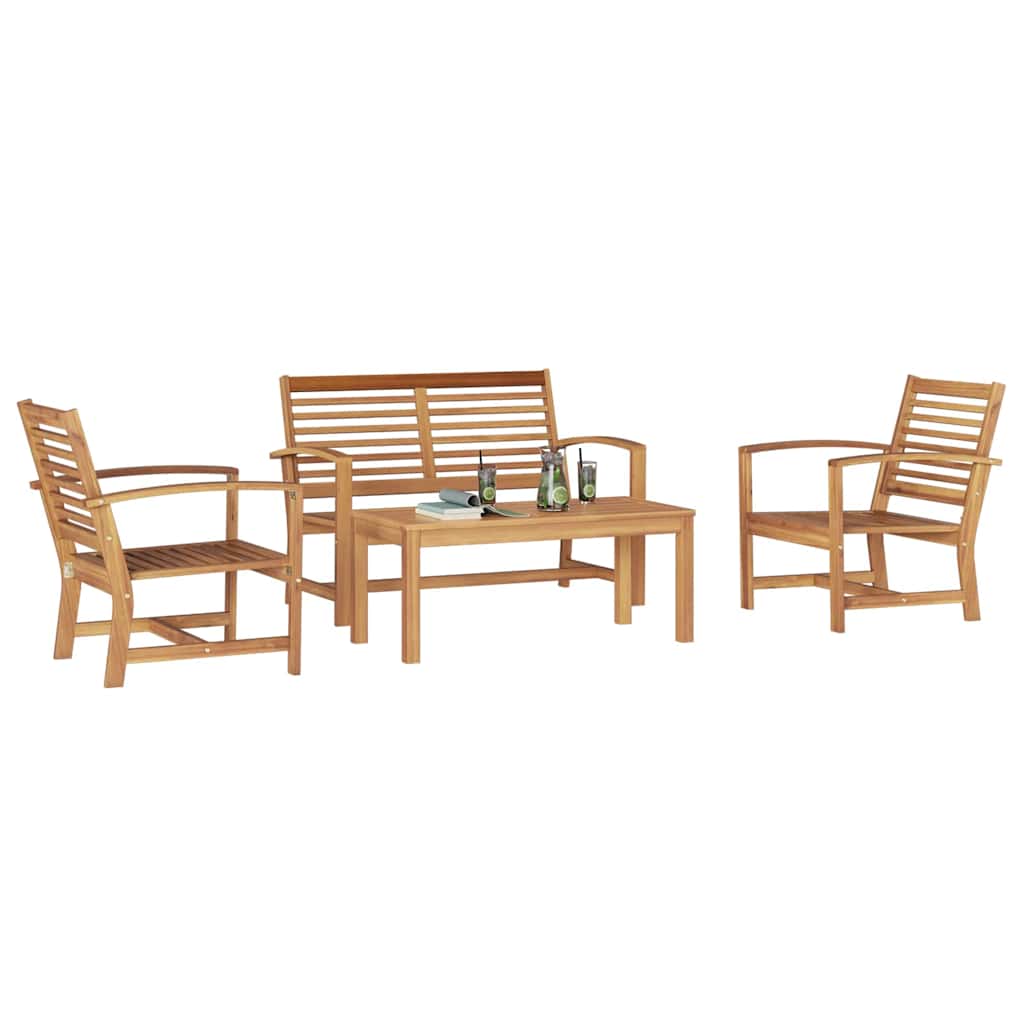vidaXL Tuin Sofa Set 4 pcs Naturel Massief teakhout