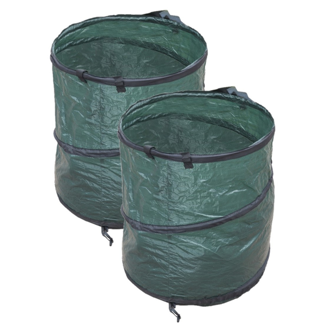 Nature 2x stuks groene tuinafvalzakken opvouwbaar 90 liter -