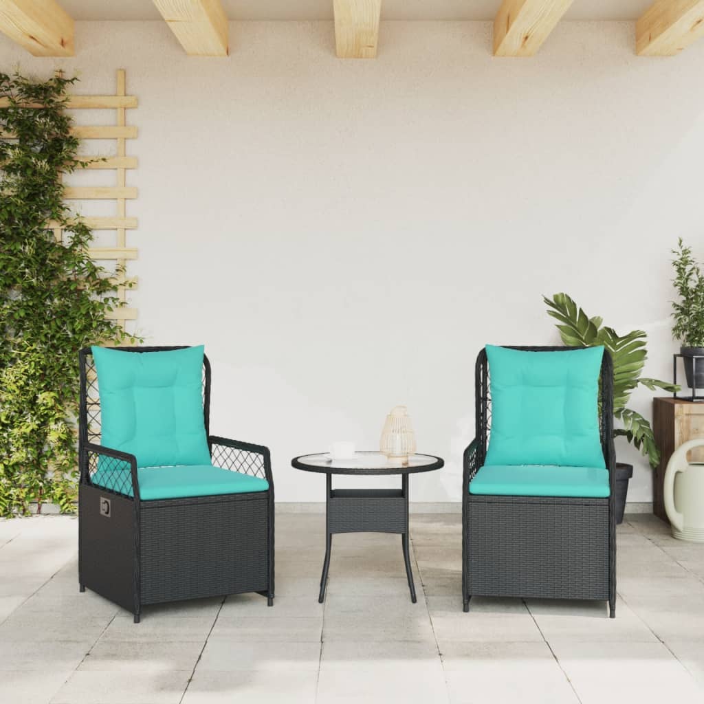 vidaXL Liggende tuinstoelen 2 stuks zwart polyrotan