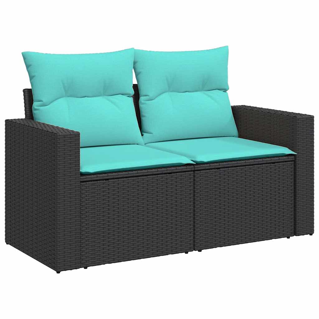 vidaXL 11-delige tuinbankset met kussens, zwart polyrotan