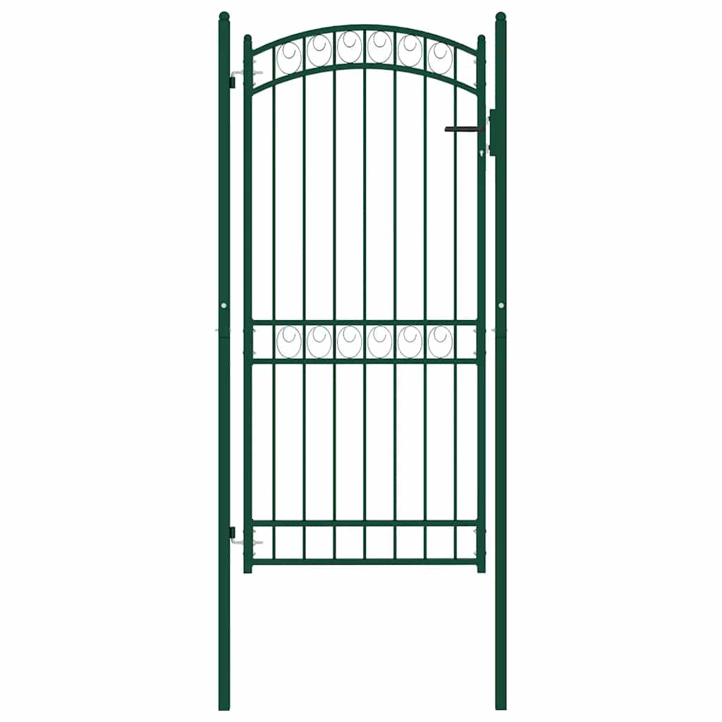 vidaXL Poort met gebogen bovenkant 100x200 cm staal groen