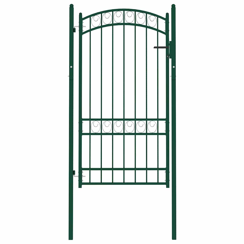 vidaXL Poort met gebogen bovenkant 100x175 cm staal groen