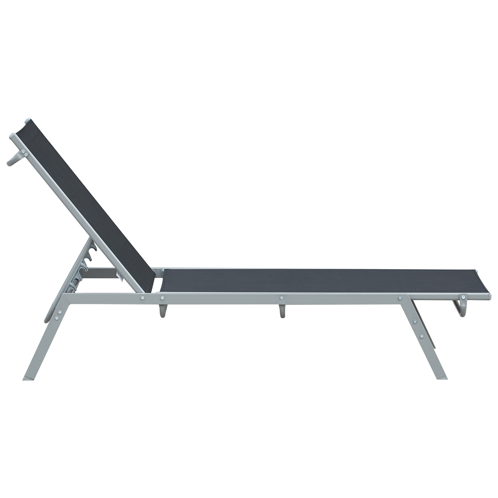 Outsunny tuinligstoel, verstelbare relaxligstoel, 5-staps rugleuning, stevig metaal, weerbestendig, 170 x 58 x 97 cm, grijs | Aosom.nl