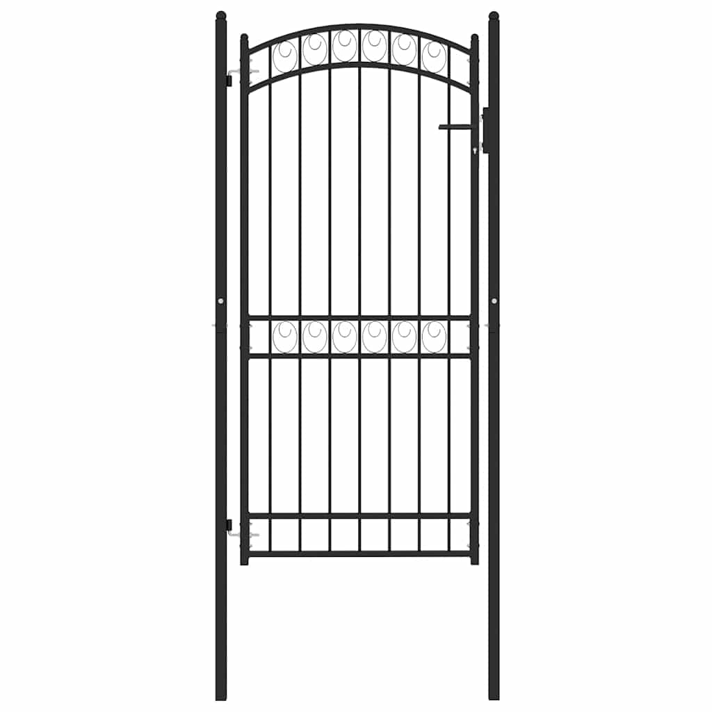 vidaXL Poort met gebogen bovenkant 100x200 cm staal zwart