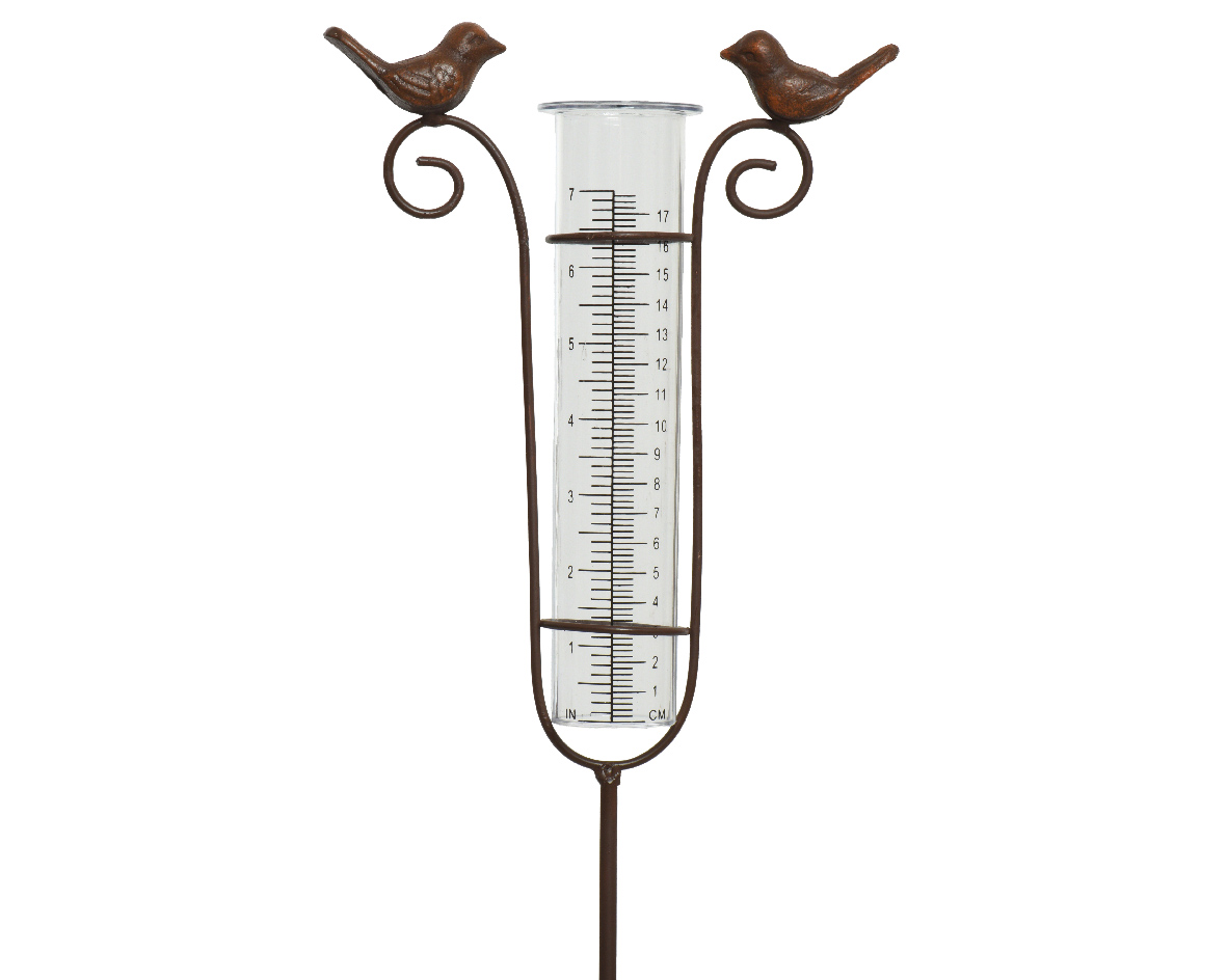 Decoris Regenmeter polyresin H115cm met vogels