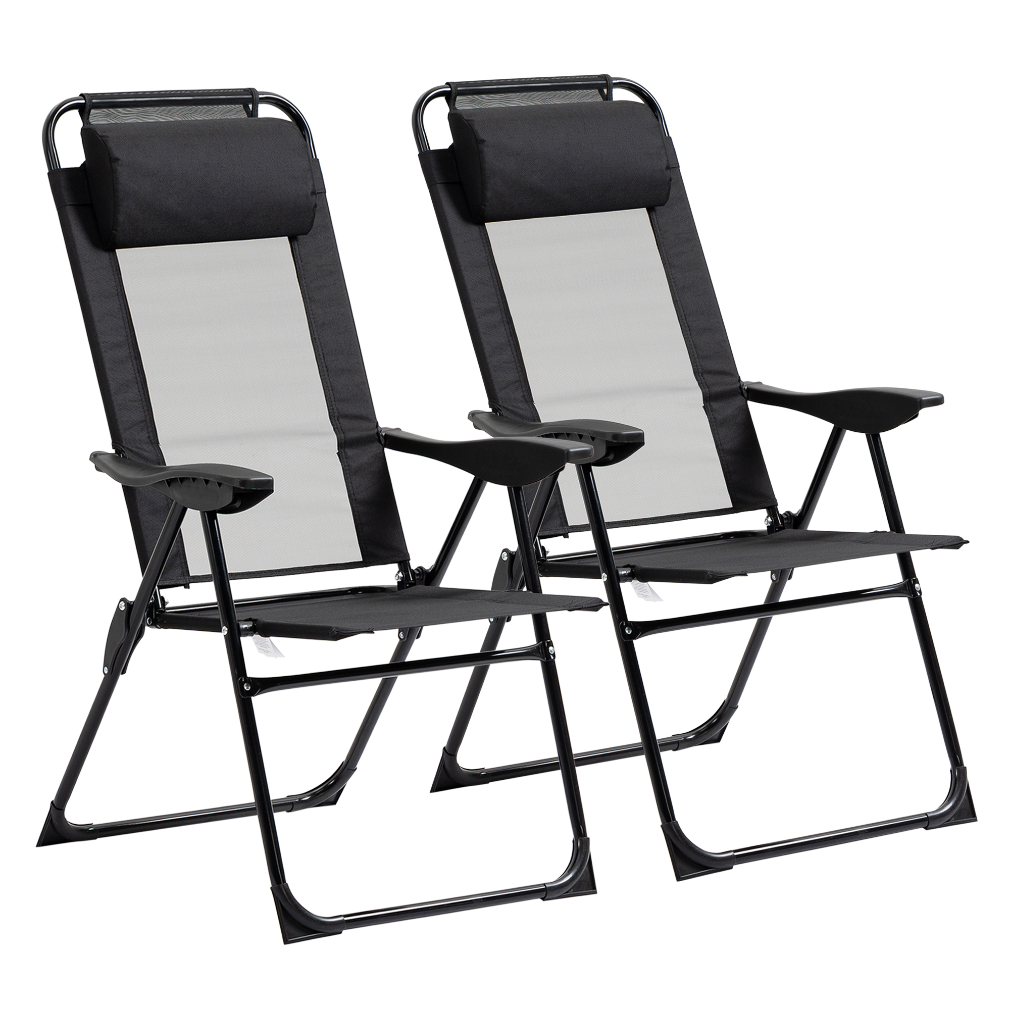 Outsunny set van 2 opvouwbare ligstoelen, weerbestendig, 5-voudig verstelbare rugleuning, stevig metalen frame, ideaal voor tuin, zwart | Aosom.nl