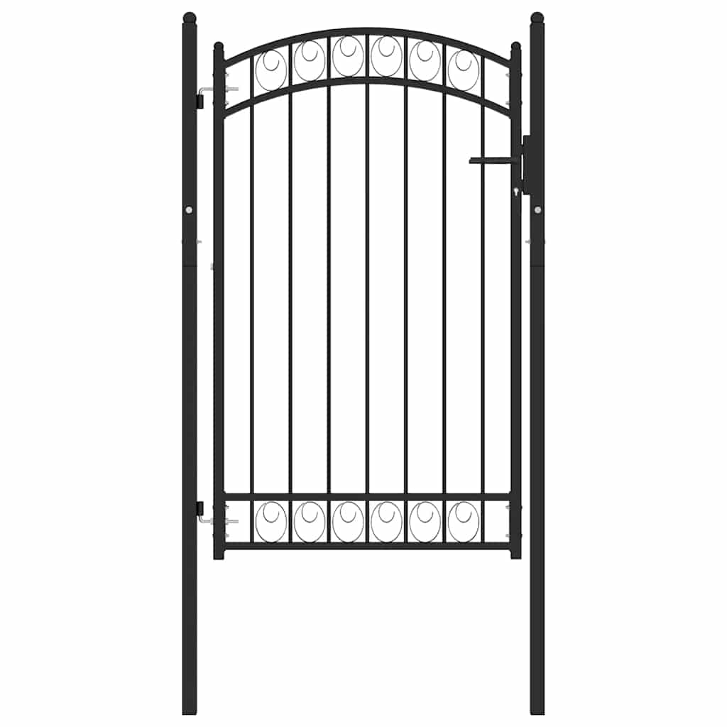 vidaXL Poort met gebogen bovenkant 100x150 cm staal zwart
