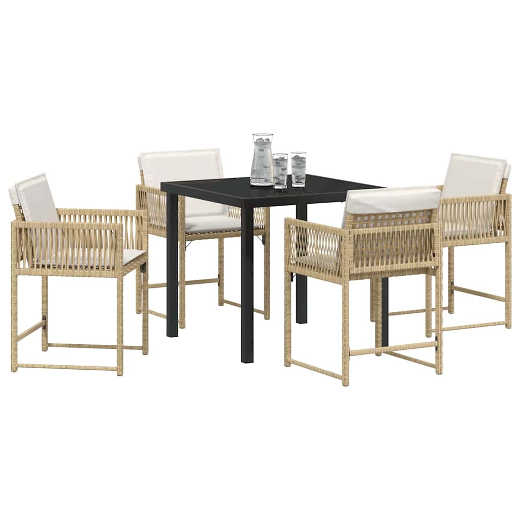 vidaXL Tuin Eetset 5 pcs Beige poly rattan