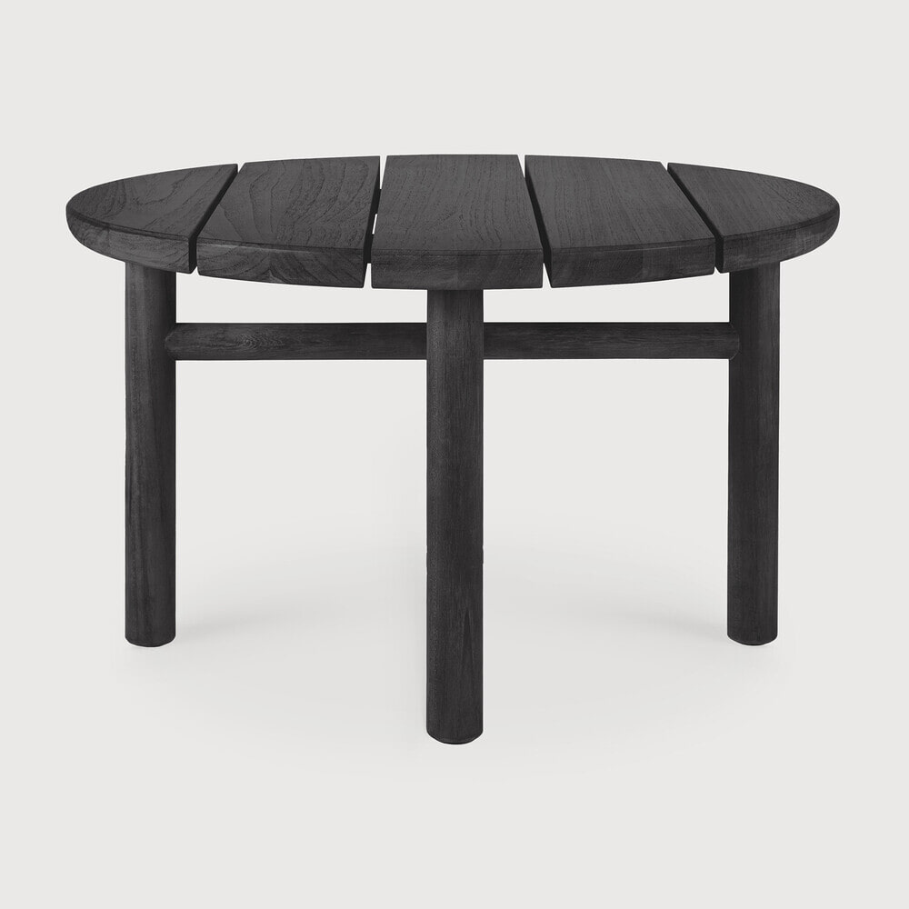 Ethnicraft Ronde Outdoor Bijzettafel Quatro Teakhout, 59cm - Zwart