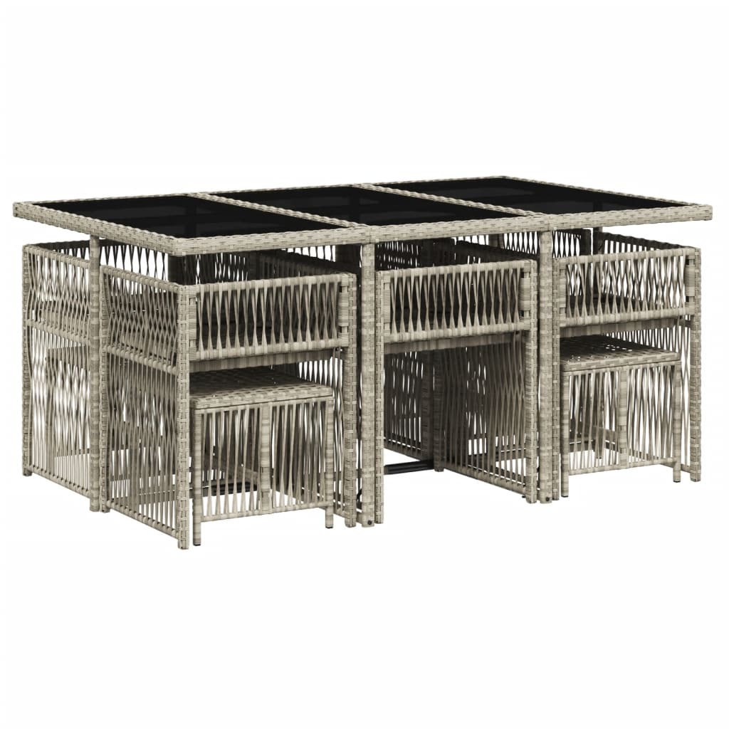 vidaXL 11-delige Tuinset met kussens poly rattan lichtgrijs