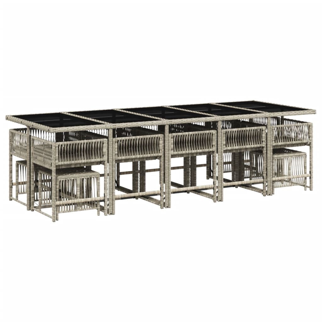 vidaXL 15-delige Tuinset met kussens poly rattan lichtgrijs