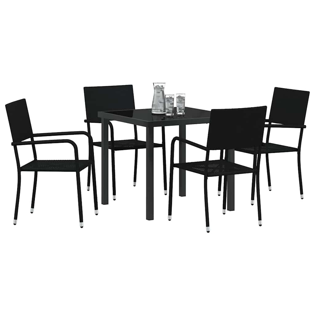 vidaXL Tuin Eetset 5 pcs Zwart Poly riet
