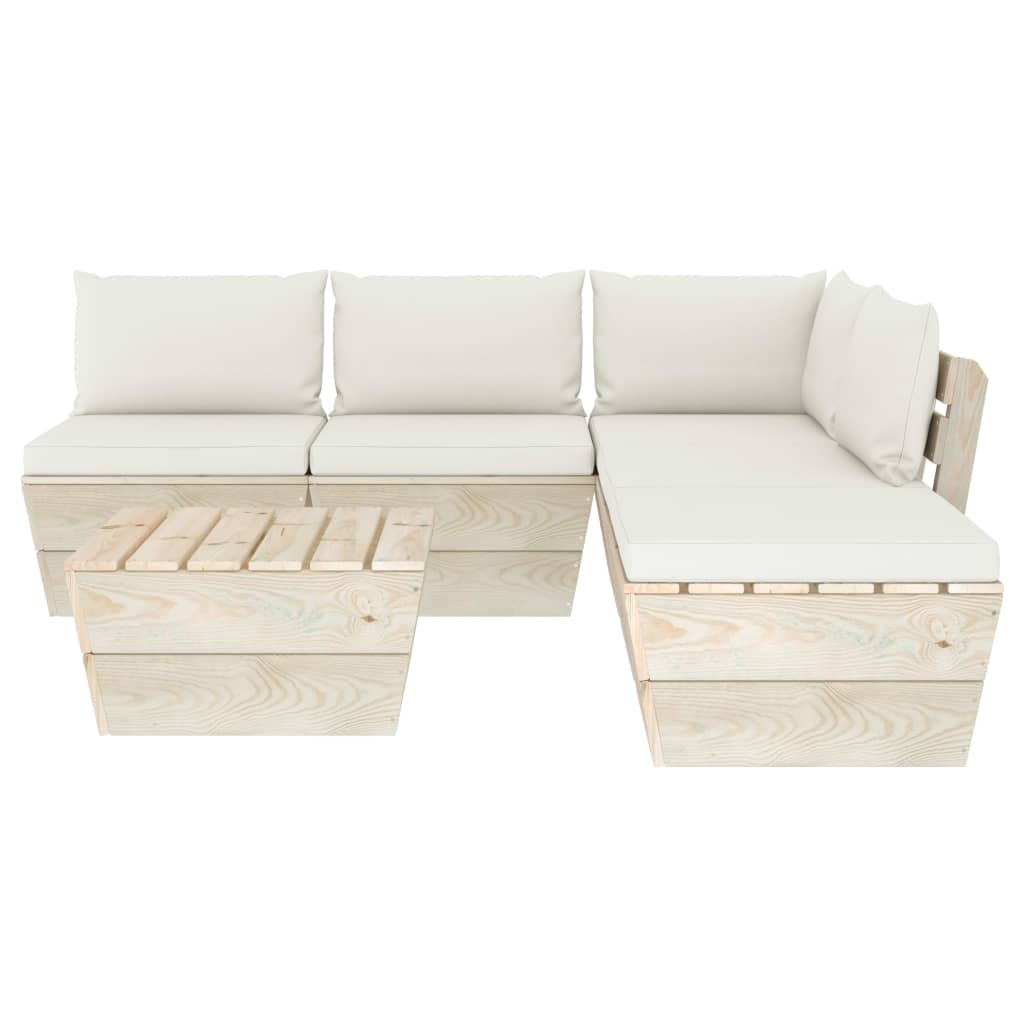 vidaXL 6-delige Loungeset met kussens pallet vurenhout