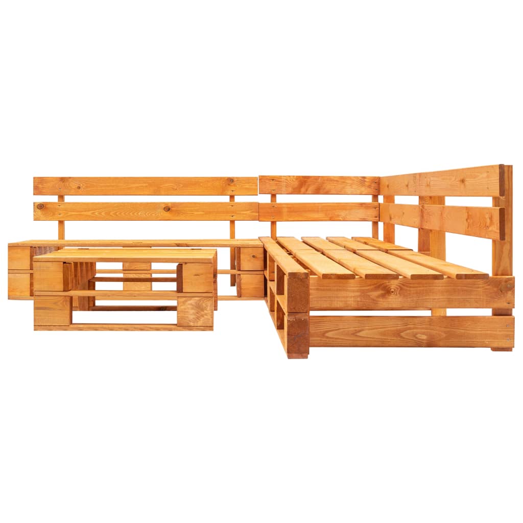 vidaXL 4-delige Loungeset pallet hout honingbruin