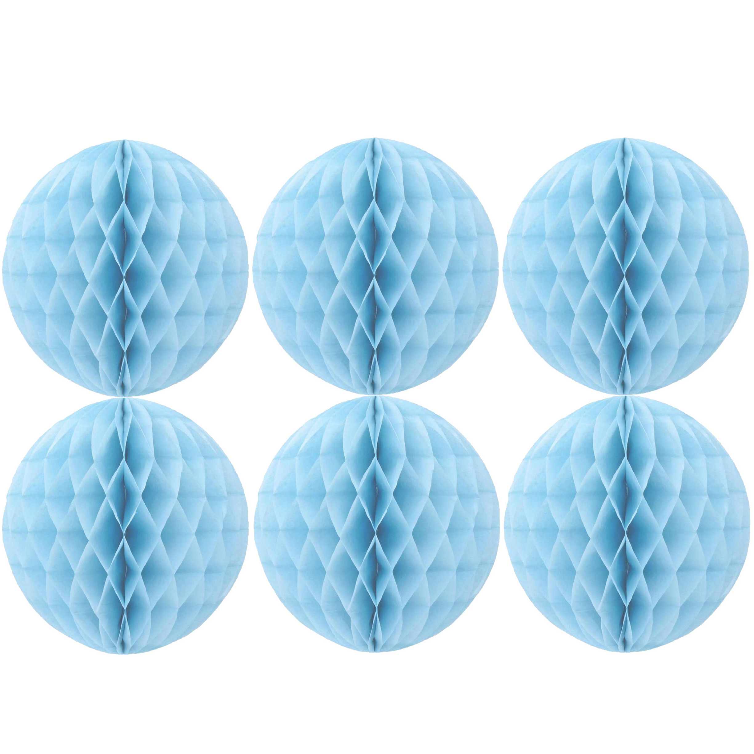 Merkloos Papieren kerstballen - 6x - lichtblauw - 10 cm - kerstversiering -
