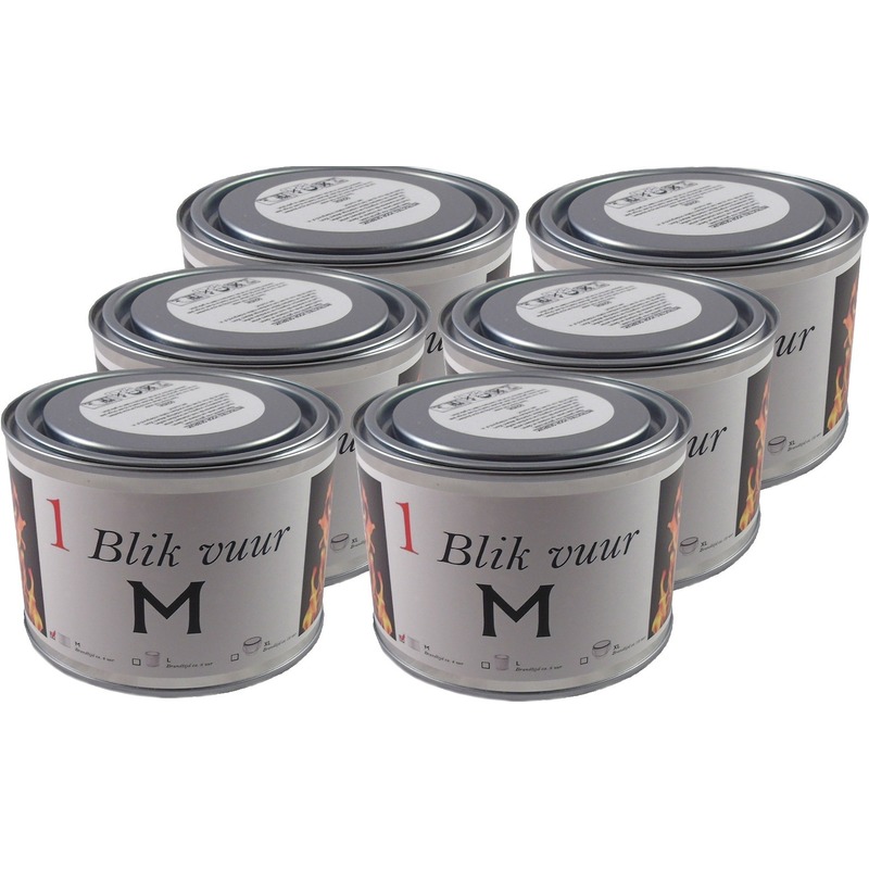 Merkloos Blik vuur tuinfakkel - 6x - 11 x 7 cm - 4 branduren - verlichting in blik - tuinkaars -