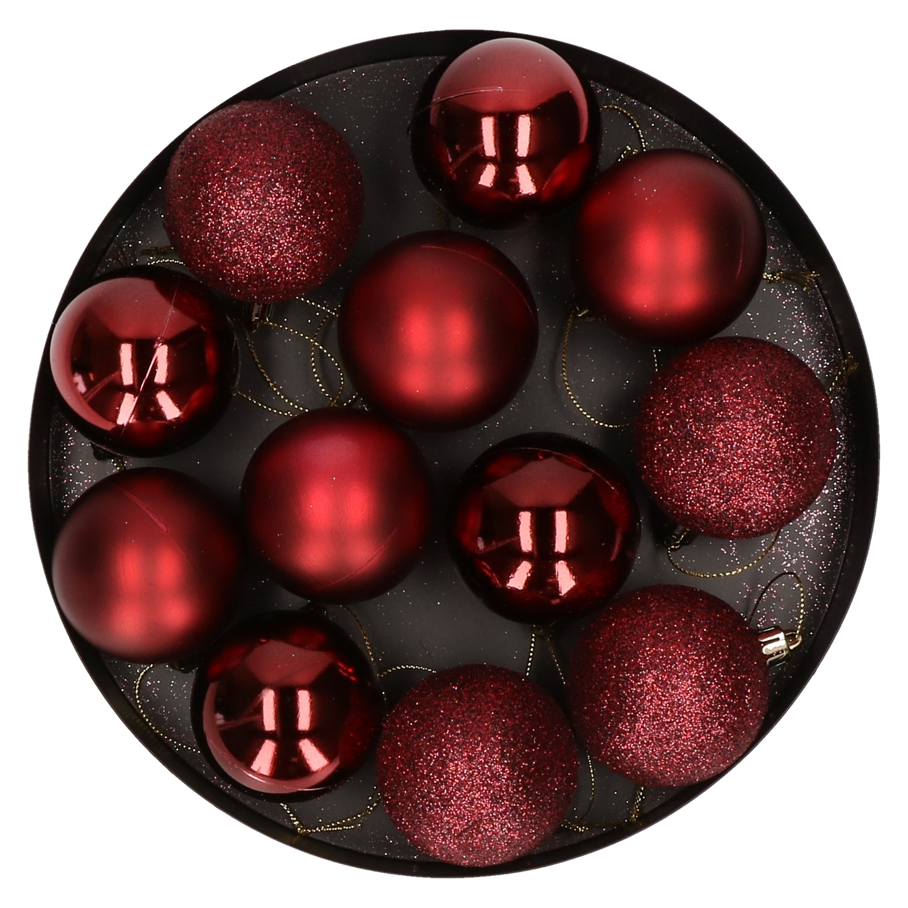 Cosy & Trendy Kerstballen - 12x stuks - donkerrood - kunststof - 6 cm -