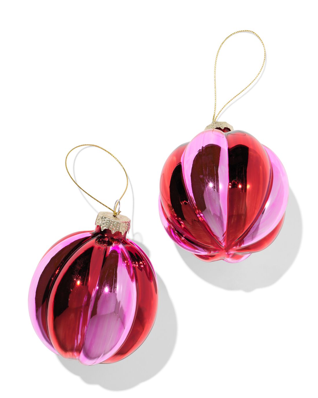 HEMA Kerstballen Set 8.2cm Glas Strepen - 2 Stuks