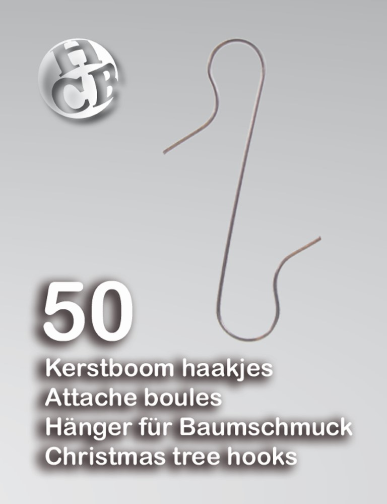 Annas collection DOOSJE 50ST KERSTBOOM S-HAAKJES ZILVERKLEURIG METAAL - 