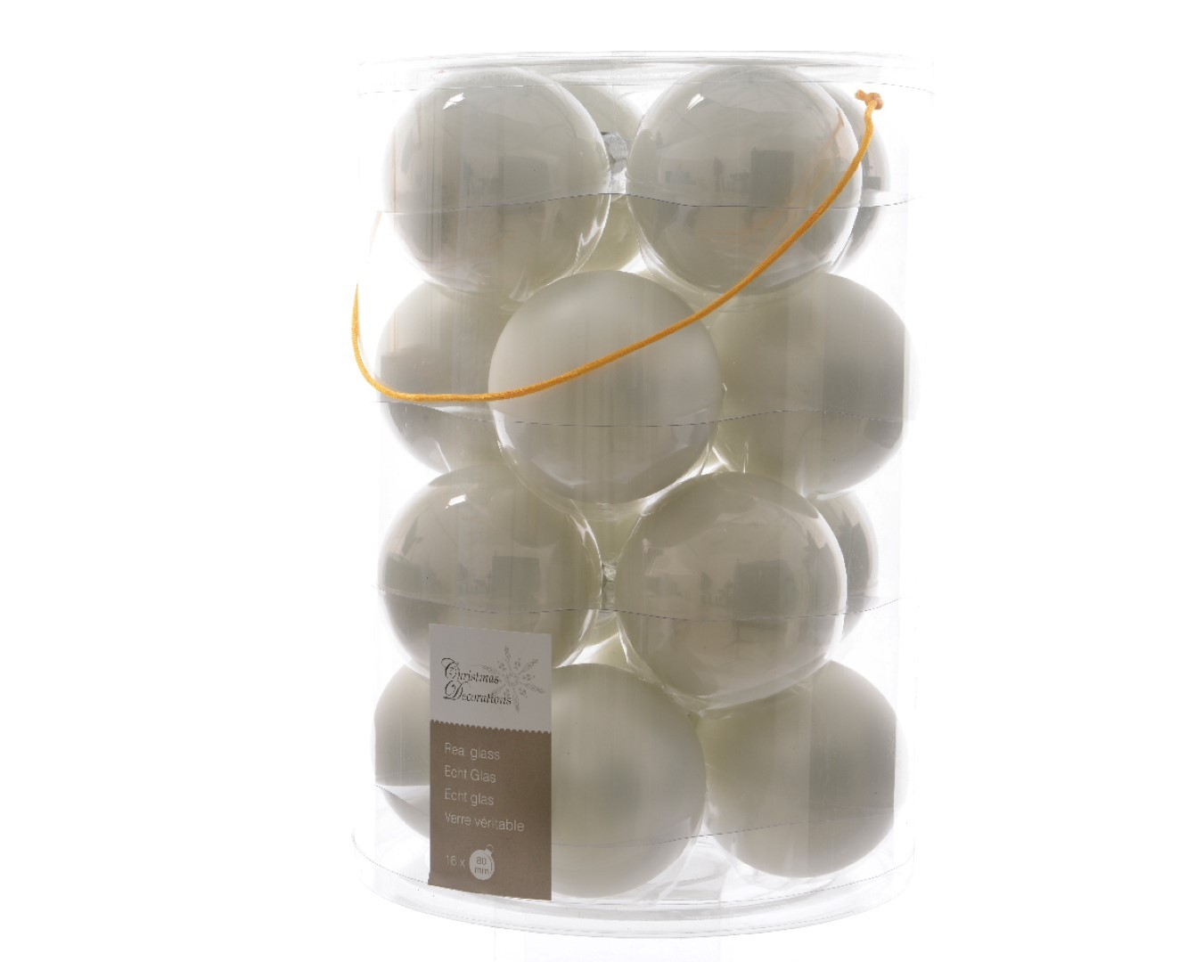 Ksd Kerstbal glas emaille-mat 80mm winterwit - 