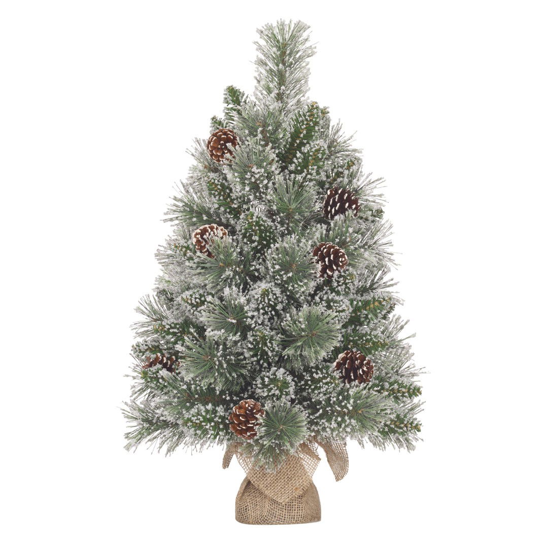 Black box Vandans kerstboom met burlap groen frosted TIPS 42 h60xd36cm - 