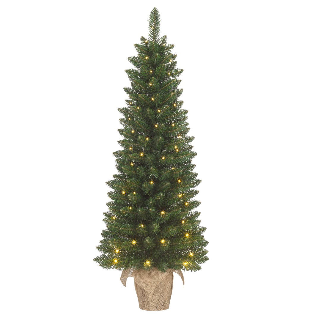 Black box Gerlos kerstboom met burlap groen 40L TIPS 108 battery operated en timer h90xd41cm - 