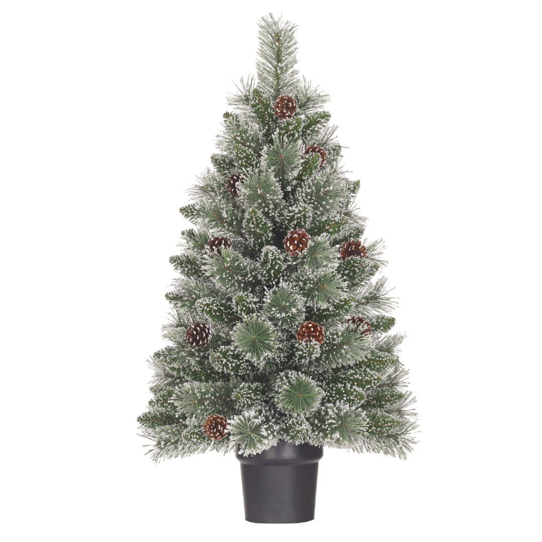 Black box Vandans kerstboom potted groen frosted TIPS 96 h90xd48cm - 