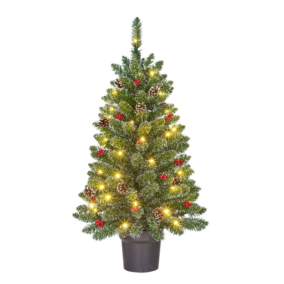 Black box Creston kerstboom potted led groen frosted 40L TIPS 120 battery operated h90xd50cm - 