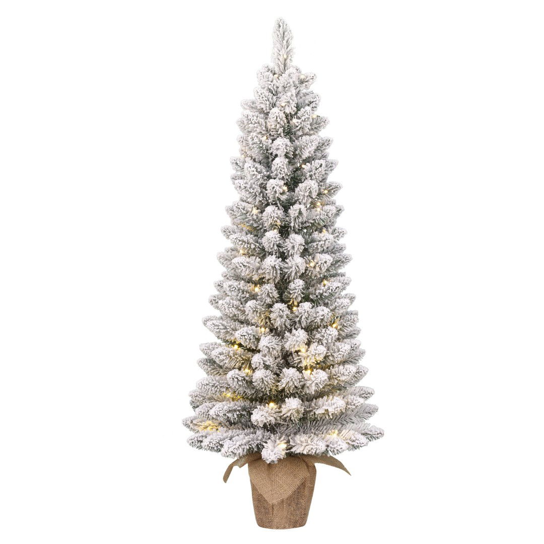 Black box Gerlos kerstboom potted groen frosted 60L TIPS 166 battery operated en timer h120xd51cm - 
