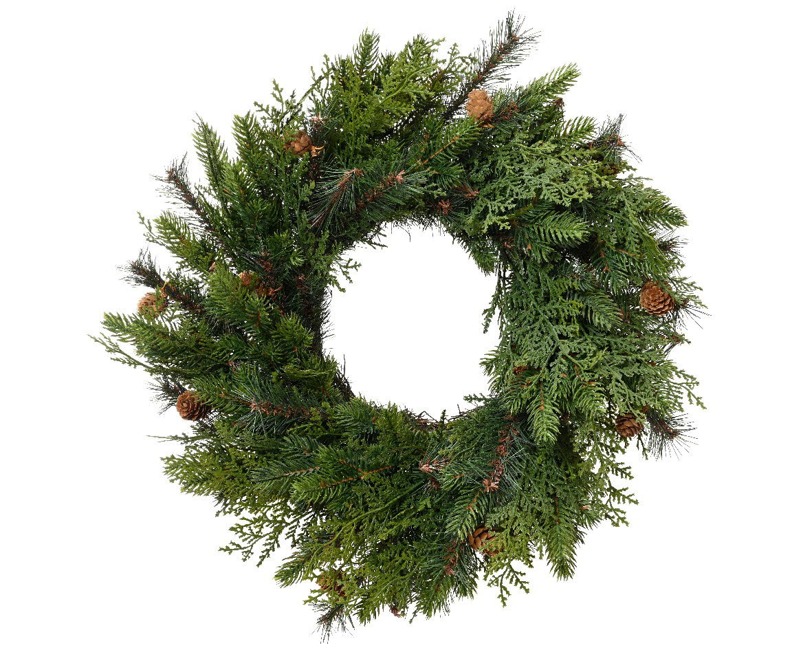 Everlands Cypress krans d40h12 cm groen - 