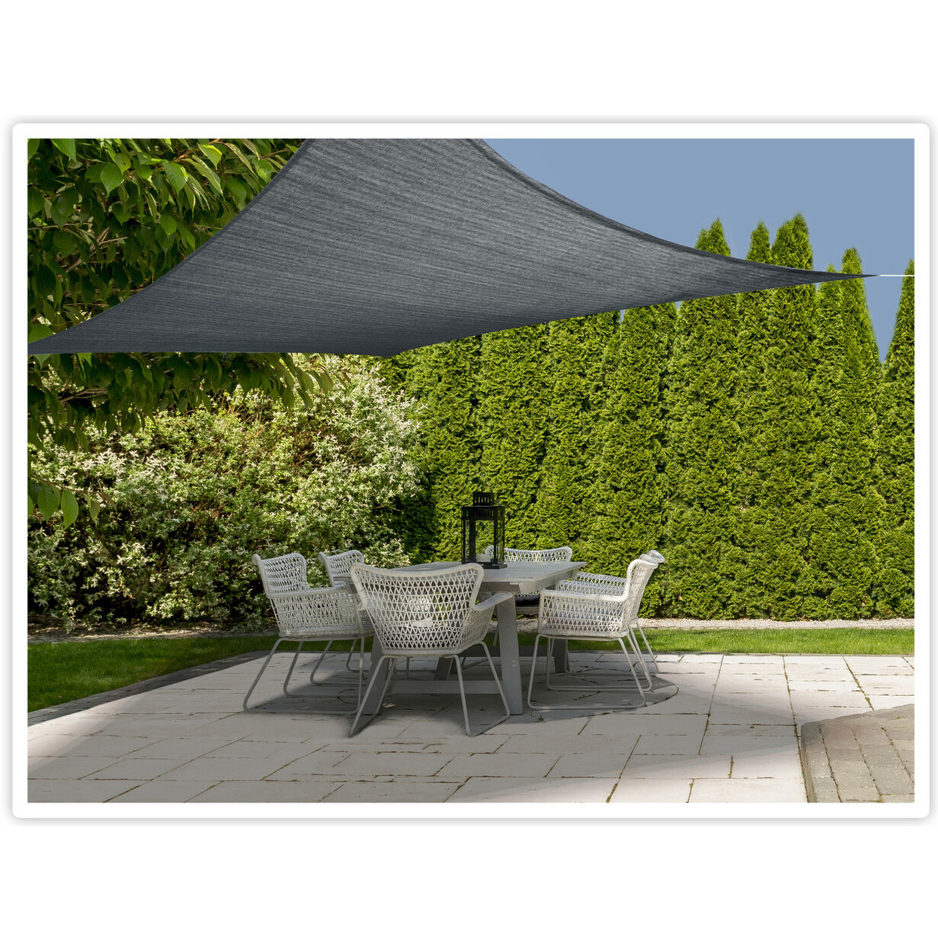 Merkloos Schaduwdoek/zonnescherm vierkant antraciet 3 x 3 meter inclusief ophangaccessoires -