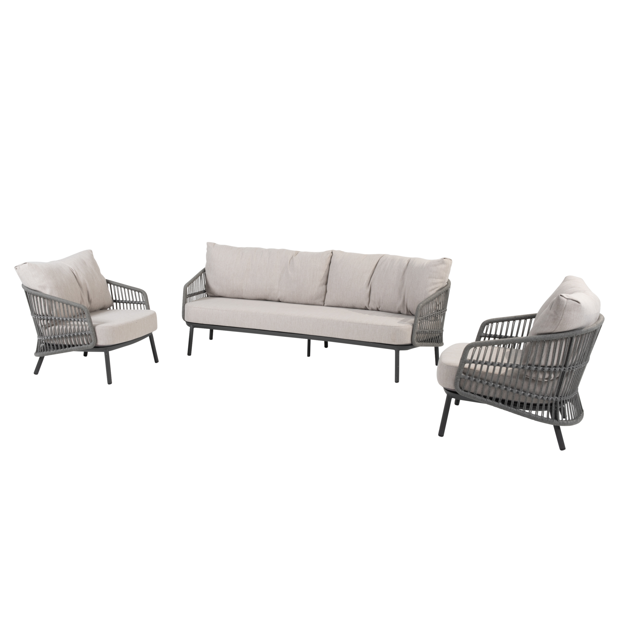 Taste 4SO Alicante stoel bank loungeset 3 delig antraciet 