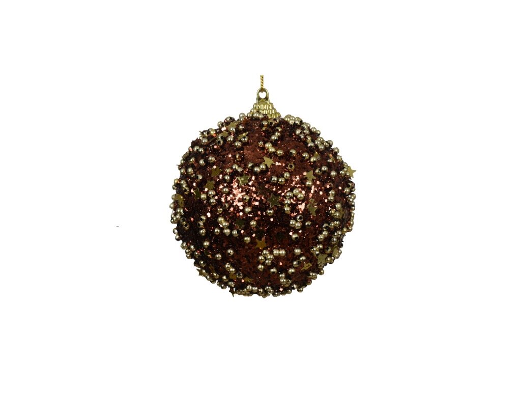 Kerstbal foam 8 cm bruin met gouden details