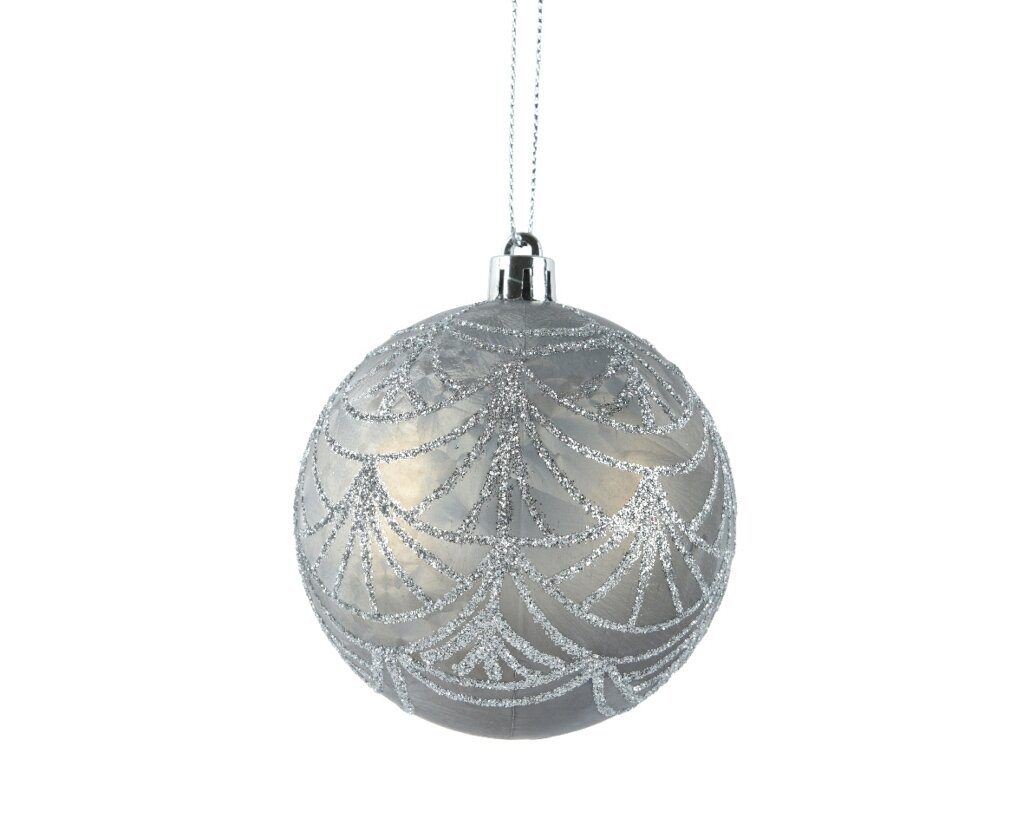 Kerstbal 8 cm zacht grijs