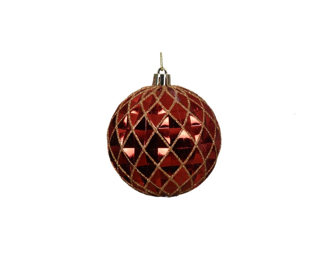 Kerstbal 8 cm rood glans