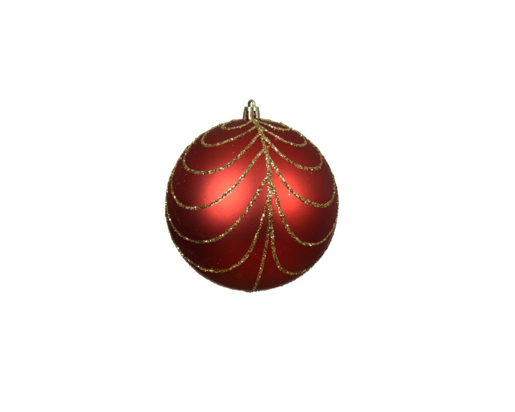 Kerstbal 12 cm rood / goud sier