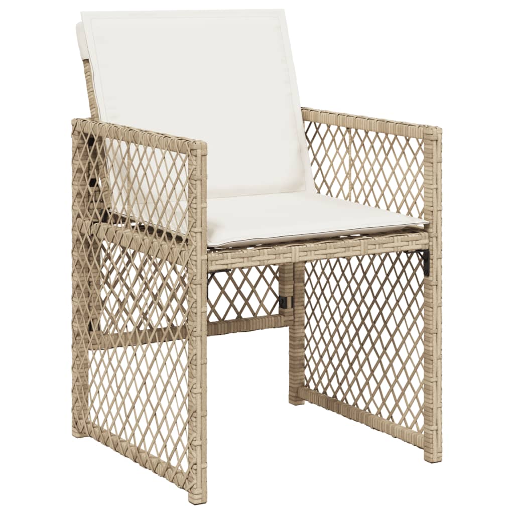 vidaXL 5-delige Tuinset met kussens poly rattan beige