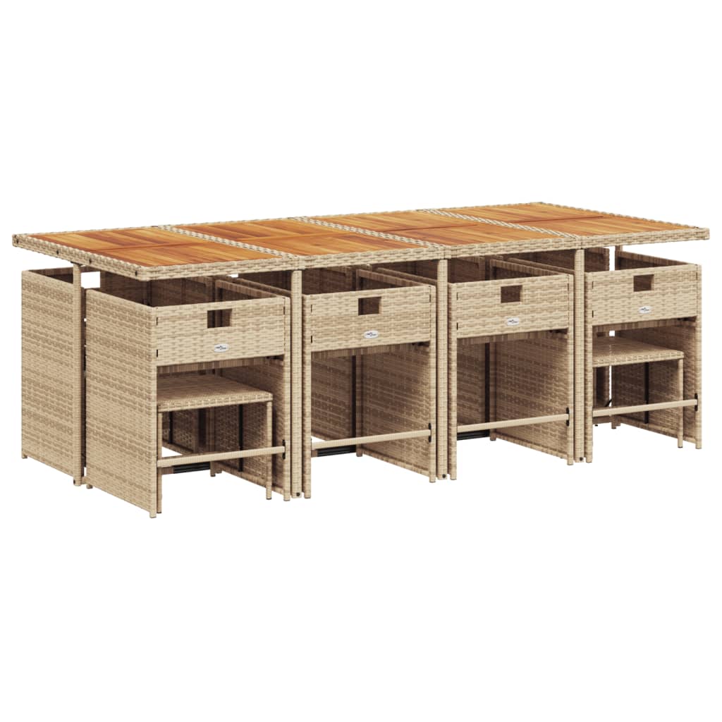 vidaXL 13-delige Tuinset met kussens poly rattan beige