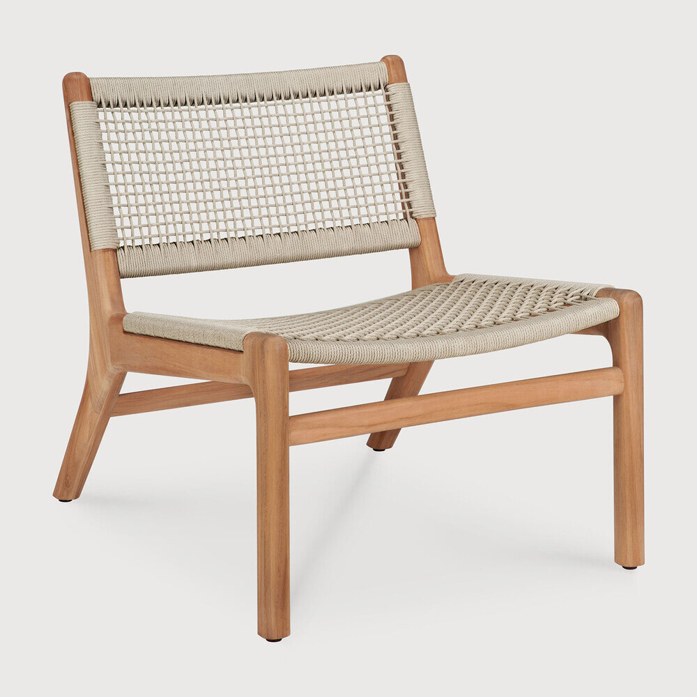 Ethnicraft Outdoor Loungestoel Jack Teak en geweven stof - Grijs